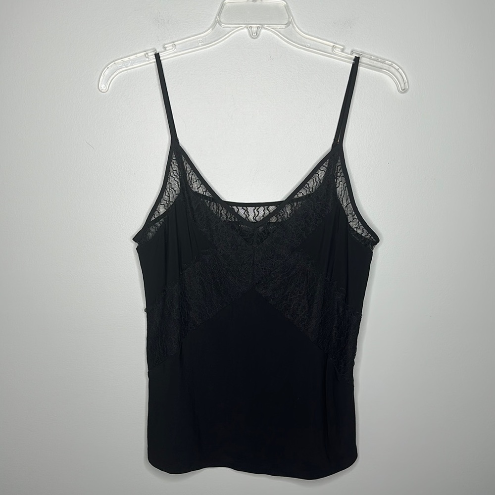 WHITE house Black Market Black Lace Camisole Tank Top Sz Large! - Picture 1 of 6